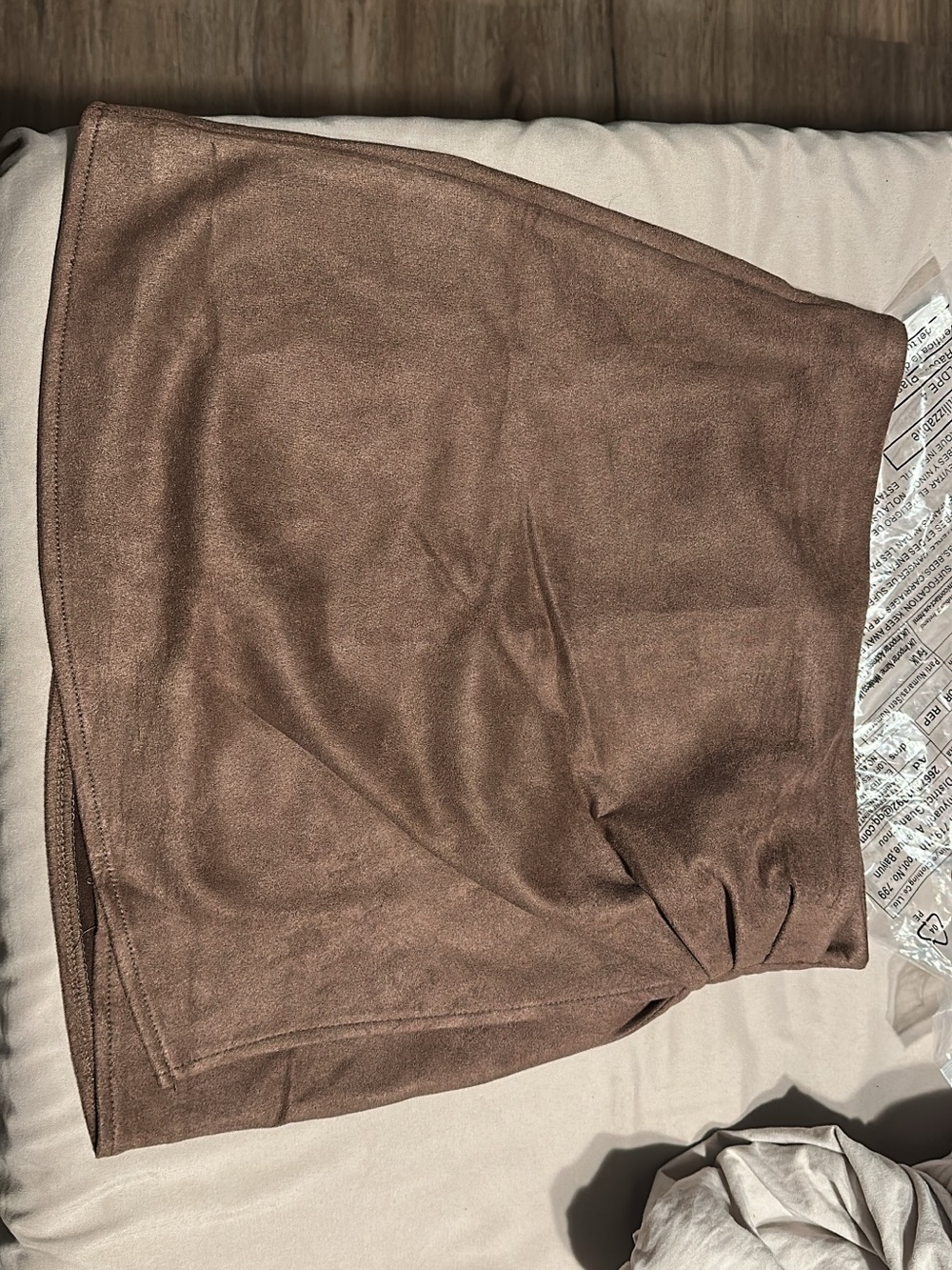 Brown Suede-Look Mini Skirt